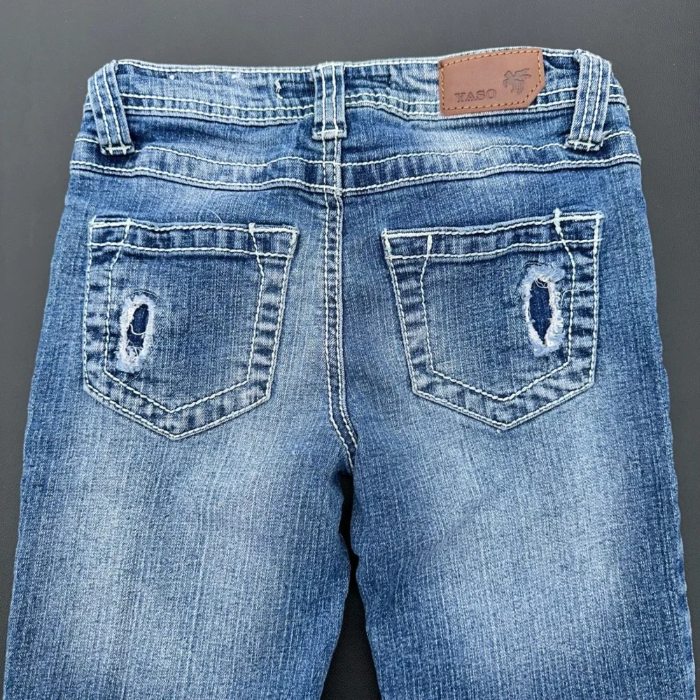 Yaso Skinny Jeans Girls Size 10 Blue Distressed Rhinestone Embellished